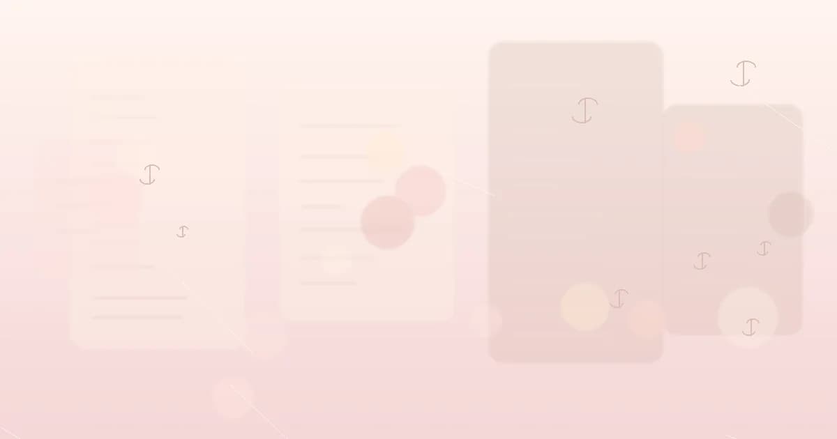 Abstract soft-toned illustration with translucent glass cards and floating circular accents in rosé and cream palette