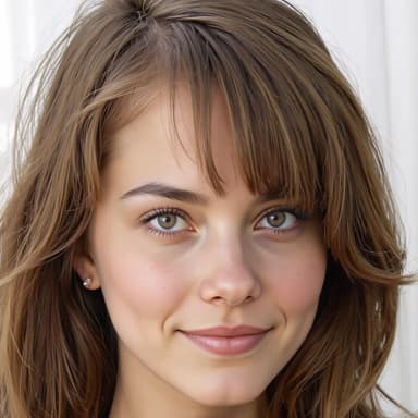Portrait of Carla with warm brown hair and gold jewelry.